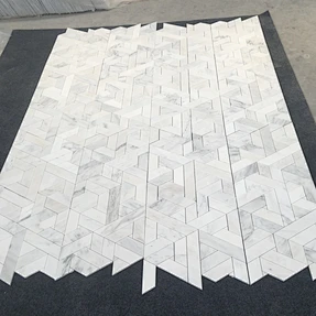 Orient White Marble Rhombus Parallelogram Mosaic